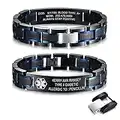 Personalized Free Engraving Men's 2-Tone Black Blue Masculine Stainless Steel Medical Alert ID Bracelet for Men