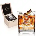 LIGHTEN LIFE Geschenke zum 60 Geburtstag für Männer,1963 Whiskyglas in wertvoller Holzkiste,Whisky-Bourbon-Glas für 60 Jahre alten Vater,Ehemann,Freund,12 oz altmodisches Glas