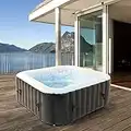 ECD Germany Vasca Idromassaggio Gonfiabile Quadrata da Interno/Esterno per 4 Persone 100 Getti Massaggianti 150x150 cm 600 L con Accessori Extra Vasca Jacuzzi Gonfiabile Piscina Spa con Display LED