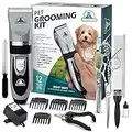 Pet Union - Kit toelettatura Cani Professionale - Tecnologia Senza Fili con testine - Ricaricabile - Bassa Emissione di Rumore - Adatto a Cani, Gatti ed Altri Animali Domestici - Acciaio Inossidabile