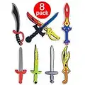 Assorted Foam Toy Swords for Children with Different Designs Including Ninja, Pirate, Warrior, and Viking (8 Pack)