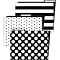 Schoolgirl Style Simply Stylish 6-Pack Decorative Teacher File Folders, 11.75" x 9.5" Black and White Letter Size File Folders With 1/3-Cut Tabs for Filing Cabinet, Office Supplies File Organizers