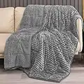 Topblan Weighted Blanket - Soft Sherpa Weighted Blanket 15 Pounds for Men & Women, Super Warm Heavy Fleece Weighted Blanket 48" x 72" , Grey