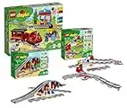 LEGO Duplo - Juego de ferrocarril de vapor (10874, puente ferroviario 10872 con rieles y 10882)