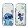 Omyzo [2 Piezas] Stitch Funda para iPhone XR 6,1", Protección de Cuerpo Completo,Carcasa de Silicona Suave TPU Antichoque Carino Patrón Anime Dibujos Animados Case Compatible con iPhone XR