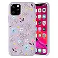 Pnakqil Funda para Apple iPhone 11 Patrón Silicona Cárcasa, Suave TPU Gel Antigolpes de Protector Piel Case Cover Bumper Case con Dibujos Diseño, Carcasa para iPhone 11, Flor 2