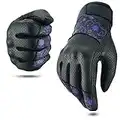 JAUNTY Guantes Moto Mujer Verano Tobillo Protección Transpirable Moto Guantes Mr Smart Touch Silicona Grip Moto Racing, Mountain Biking Motocross Guantes para Mujer (Large, Purple)