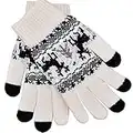 iEverest Gants d'amant de Noël Gants Tactiles Unisexe Gants Tactiles Hiver/Automne Gants Tactiles Gants Tricotés pour Téléphone/iPhone/Samsung/Tablette/Ipad/Autres Smartphone (Blanc)