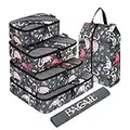 BAGAIL 6 Set Packing Cubes,Travel Luggage Packing Organizers with Laundry Bag, Flamingo, Large