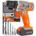 Terratek 13Pc Cordless Drill Driver 18V/20V-Max Lithium-Ion, Electric Screwdriver, Accessory Kit, LED Work Light, Quick Change Battery & Charger Included