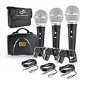 Pyle PDMICKT34 Kit de microphone dynamique professionnel avec 3 microphones inclus Microphone vocal Microphone cardioïde à main Connexion XLR Câbles audio XLR inclus