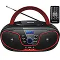 Lettore CD portatile | Boombox | CD/CD-R | USB | Radio FM | AUX-In | Jack per cuffie | Lettore CD | Radio per bambini | Radio CD | Impianto stereo | Impianto compatto ... (Cherry Kiss Red)