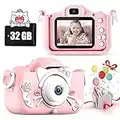 Kids Camera, Toddler Toys Camera for Girls/Boys, Kids Digital Camera with 1080P Video, Christmas Birthday Gifts for Girls Age 3-12 Year Old, Selfie Camera for Kids, 32GB TF Card (Pink)