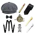 Ziyoot mens 1920s Accessories Gatsby Gangster Costume Sets Panama Fedora Hat, 03 Gray, One size fits most.