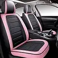 BABYBLU Leather Car Seat Covers Full Set for Women，Men,Water Proof Synthetic Leather for Cars SUV Pick-up Truck Universal Fit Set for Auto Interior Accessories(Airbag Compatible) (Pink)