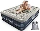 iDOO Luxury Air Mattress Queen with Built in Pump, Double Inflatable Mattress for Camping, Guests & Home, Comfort Blow up Mattress, Durable, Portable & Waterproof Airbed, Matelas Gonflable