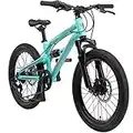 BIKESTAR VTT Vélo Tout Terrain Tout Suspendu pour Enfants de 6 Ans | Bicyclette 20 Pouces 7 Vitesses Shimano, Freins Disque | Turquoise