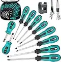 WAIZHIUA Magnetic Screwdriver Set with 5 Flat & 5 Cross Head Durable Heavy Duty Hand Tools(5 Size),10Pcs