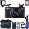 Canon PowerShot SX740 HS Digital Camera (Black) with 64 GB Card + LED Compact On-Camera Light + Premium Camera Case + 2 Batteries + Tripod