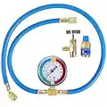 YSTOOL AC U Charge Hose with Gauge Car Refrigerant R134a Recharge Tool Kit Auto Air Conditioner Charging Hose 250PSI Low Pressure Meter Brass 1/4" Female Parts R134a Can Tap Quick Coupler