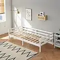 FetiNes Estructura de Sofá Cama de Madera Maciza de Pino Marcos de Camas Individual para Adultos, Adolescentes 90x190 cm, Blanco