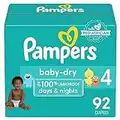 Pampers Diapers Size 4, 92 count - Baby Dry Disposable Diapers