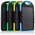 Cargador Solar Portátil 5000mAh, Banco de energía Solar, Power Bank Solar Carga Rápida 2 Puertos de Salida con LED Linterna USB Cargador Rápido de Teléfono Celular para Viajes Camping