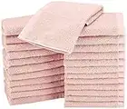 Amazon Basics - asciugamano per il viso in cotone, confezione da 24, Rosa Petalo, 30 x 30 cm