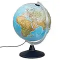 Idena 569902 Globo terráqueo con iluminación led e interruptor de encendido/apagado, diámetro aprox. 30 cm, mapa físico y político (idioma italiano)