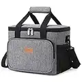 Lifewit 24 Cans Large Lunch Bag Insulated Lunch Box Soft Cooler Cooling Tote for Adult Men Women, Grey