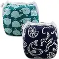 ALVABABY Swim Diapers 2pcs Baby & Toddler Snap One Size Reusable Adjustable Baby Shower Gifts Baby Boy SW18-21