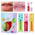 Yuccer 3 Pezzi Set Lucidalabbra Trasparente Frutta Sapore Lip Gloss Labbra Volumizzante Rimpolpante Labbra Liquido Lip Oil Plumper Olio Labbra Idratante per Labbra a Lunga Tenuta Regali