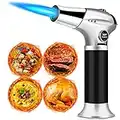 Chalumeau de Cuisine, Briquet Chalumeau, Chalumeau Avec Verrouillage de Sécurité, Réglable et Chalumeau au Butane Rechargeable Pour Crème Brûlée Maison, Camping, Barbecue, Cuisine (Butane non Inclus)