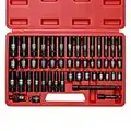 EMENTOL 48PCS 3/8" Drive Deep and Shallow Impact Socket Set, SAE/Metric, CR-V, 6-Point Impact Socket Set, Impact Extension Bars, Reducer, Universal Joint