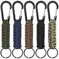 SENHAI 5 Pcs Paracord Keychains with Carabiner, Braided Lanyard Ring Hook Clip for Keys Knife Flashlight Outdoor Camping Hiking Backpack Fit Men Women - 5 Colors