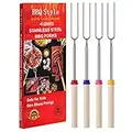 Marshmallow Toasting Forks, Telescoping Smores Sticks for Fire Pit, Marshmallow Roasting Sticks Barbecue Forks for Hotdog Hot Dog Bonfire BBQ Smores Skewers for Open Fire Pits Campfire Camping, 4 PCS