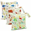 Fenfang Baby Wet Bag, Small Cloth Nappy Wet Bags 3 PCS Changing Bag, Waterproof Bag Organiser Pouches for Daycare Travel Swimming Beach, Zipper Wet Dry Bags for Cloth Diapers, Washable Reusable