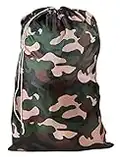 Nylon Laundry Bag - Locking Drawstring Closure and Machine Washable. These Large Bags will Fit a Laundry Basket or Hamper and Strong Enough to Carry up to Three Loads of Clothes. (Camouflage)