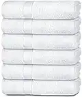 White Classic Wealuxe Cotton Bath Towels - 61x127 CM - Lightweight Soft and Absorbent Gym Pool Towel - 6 Pack - White