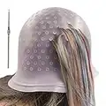 Highlighting Cap with Holes already in Silicone Reusable Highlighting Cap Hair Dye Cap with Holes Tipping Caps Hair Salon Hairdressing Highlight Cap and Hook Kit (Purple)