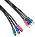 Monoprice 105352 1.5-Feet 22AWG 3-RCA Component Video Coaxial Cable, Black