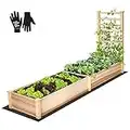 VIVOSUN Raised Garden Bed with Trellis for Vine Climbing, 48.6 x 23.2 x 29.9 Inches Outdoor Wood Planter Box with Gloves and a Liner