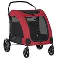 PawHut Hundebuggy Hundewagen Hundeanhänger Hundetasche Haustiere Oxford Groß Rot+Schwarz 98x82x110 cm