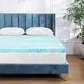 Mattress Topper, Memory Foam Gel Bed Topper for King Size Bed, Navy Blue, 2 Inch