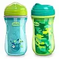 Chicco Insulated Rim Spout Trainer Spill Free Baby Sippy Cup 9 oz. - Two Pack, Green/Teal