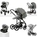 3 in 1 Baby Stroller 3 in 1 Pushchair Baby Travel System High Landscape Foldable Stroller Baby Trolley Newborn Buggy Infant Carriage Baby Pram for Baby 0-36 Months (Grey Color 588)