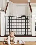 Mom's Choice Awards Winner-Cumbor 29.7-46" Auto Close Baby Gate for Stairs, Easy Install Pressure/Hardware Mounted Dog Gates for The House Indoor, Easy Walk Thru Wide Safety Pet Gates for Dogs, Black
