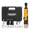 Adedad Cordless Ratchet Wrench Set, 3/8” 40Ft-lbs 400 RPM 12V Electric Power Ratchet Wrench Tool Kit w/2-Pack 2.0Ah Batteries, Variable Speed Trigger, 12 Sockets