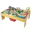 KidKraft Adventure Town Railway Train Set & Table with Ez Assembly, Natural (18025)