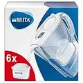 BRITA Carafe filtrante Marella blanche (2,4l), 6 filtres MAXTRA+ inclus, réduit le calcaire, le chlore et le plomb pour une eau du robinet plus pure – dans emballage Smart Box durable